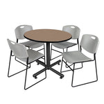 Regency Kobe Modern Round X - Base Breakroom Table with 4 Zeng Stack Chairs 42