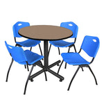 Regency Kobe Ergonomic Round X - Base Breakroom Table with 4 M Stack Chairs 42