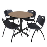 Regency Kobe Ergonomic Round X - Base Breakroom Table with 4 M Stack Chairs 42