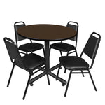 Regency Kobe Professional Round X - Base Breakroom Table with 4 Black Restaurant Stack Chairs 42
