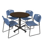 Regency Kobe Modern Round X - Base Breakroom Table with 4 Zeng Stack Chairs 42