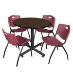 Regency Kobe Ergonomic Round X - Base Breakroom Table with 4 M Stack Chairs 42