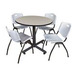 Regency Kobe Ergonomic Round X - Base Breakroom Table with 4 M Stack Chairs 42