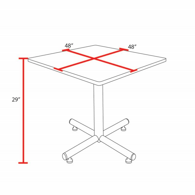 Regency Kobe Executive Square X - Base Breakroom Table with 4 Black Restaurant Stack Chairs 48" W x 48" D x 29" H (REG - TKB4848 - 29) - SchoolOutlet