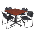 Regency Kobe Expansive Square X - Base Breakroom Table with 4 Zeng Stack Chairs 48