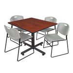 Regency Kobe Expansive Square X - Base Breakroom Table with 4 Zeng Stack Chairs 48