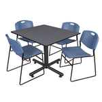 Regency Kobe Expansive Square X - Base Breakroom Table with 4 Zeng Stack Chairs 48
