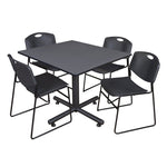 Regency Kobe Expansive Square X - Base Breakroom Table with 4 Zeng Stack Chairs 48