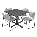 Regency Kobe Expansive Square X - Base Breakroom Table with 4 Zeng Stack Chairs 48