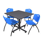Regency Kobe Wide Square X - Base Breakroom Table with 4 M Stack Chairs 48