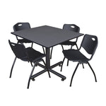 Regency Kobe Wide Square X - Base Breakroom Table with 4 M Stack Chairs 48