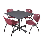 Regency Kobe Wide Square X - Base Breakroom Table with 4 M Stack Chairs 48