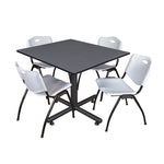 Regency Kobe Wide Square X - Base Breakroom Table with 4 M Stack Chairs 48