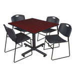 Regency Kobe Expansive Square X - Base Breakroom Table with 4 Zeng Stack Chairs 48