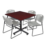 Regency Kobe Expansive Square X - Base Breakroom Table with 4 Zeng Stack Chairs 48