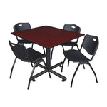Regency Kobe Wide Square X - Base Breakroom Table with 4 M Stack Chairs 48