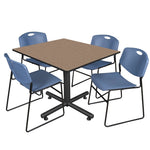Regency Kobe Expansive Square X - Base Breakroom Table with 4 Zeng Stack Chairs 48