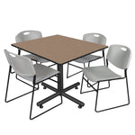 Regency Kobe Expansive Square X - Base Breakroom Table with 4 Zeng Stack Chairs 48