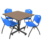 Regency Kobe Wide Square X - Base Breakroom Table with 4 M Stack Chairs 48