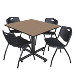 Regency Kobe Wide Square X - Base Breakroom Table with 4 M Stack Chairs 48