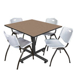 Regency Kobe Wide Square X - Base Breakroom Table with 4 M Stack Chairs 48