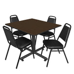Regency Kobe Executive Square X - Base Breakroom Table with 4 Black Restaurant Stack Chairs 48
