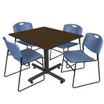 Regency Kobe Expansive Square X - Base Breakroom Table with 4 Zeng Stack Chairs 48
