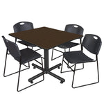 Regency Kobe Expansive Square X - Base Breakroom Table with 4 Zeng Stack Chairs 48
