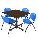 Regency Kobe Wide Square X - Base Breakroom Table with 4 M Stack Chairs 48