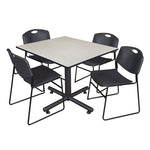 Regency Kobe Expansive Square X - Base Breakroom Table with 4 Zeng Stack Chairs 48