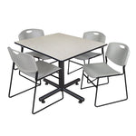 Regency Kobe Expansive Square X - Base Breakroom Table with 4 Zeng Stack Chairs 48