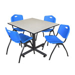 Regency Kobe Wide Square X - Base Breakroom Table with 4 M Stack Chairs 48