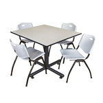 Regency Kobe Wide Square X - Base Breakroom Table with 4 M Stack Chairs 48