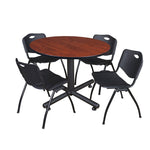 Regency Kobe Ergonomic Round X - Base Breakroom Table with 4 M Stack Chairs 48