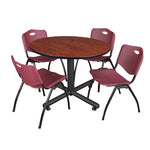 Regency Kobe Ergonomic Round X - Base Breakroom Table with 4 M Stack Chairs 48