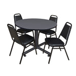 Regency Kobe Professional Round X - Base Breakroom Table with 4 Restaurant Stack Chairs 48