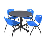 Regency Kobe Ergonomic Round X - Base Breakroom Table with 4 M Stack Chairs 48