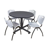 Regency Kobe Ergonomic Round X - Base Breakroom Table with 4 M Stack Chairs 48