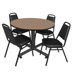 Regency Kobe Professional Round X - Base Breakroom Table with 4 Restaurant Stack Chairs 48