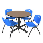 Regency Kobe Ergonomic Round X - Base Breakroom Table with 4 M Stack Chairs 48