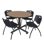 Regency Kobe Ergonomic Round X - Base Breakroom Table with 4 M Stack Chairs 48