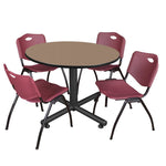 Regency Kobe Ergonomic Round X - Base Breakroom Table with 4 M Stack Chairs 48