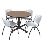 Regency Kobe Ergonomic Round X - Base Breakroom Table with 4 M Stack Chairs 48