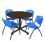 Regency Kobe Ergonomic Round X - Base Breakroom Table with 4 M Stack Chairs 48