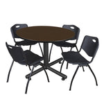 Regency Kobe Ergonomic Round X - Base Breakroom Table with 4 M Stack Chairs 48