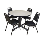 Regency Kobe Professional Round X - Base Breakroom Table with 4 Restaurant Stack Chairs 48