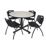 Regency Kobe Ergonomic Round X - Base Breakroom Table with 4 M Stack Chairs 48