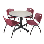 Regency Kobe Ergonomic Round X - Base Breakroom Table with 4 M Stack Chairs 48