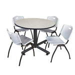 Regency Kobe Ergonomic Round X - Base Breakroom Table with 4 M Stack Chairs 48