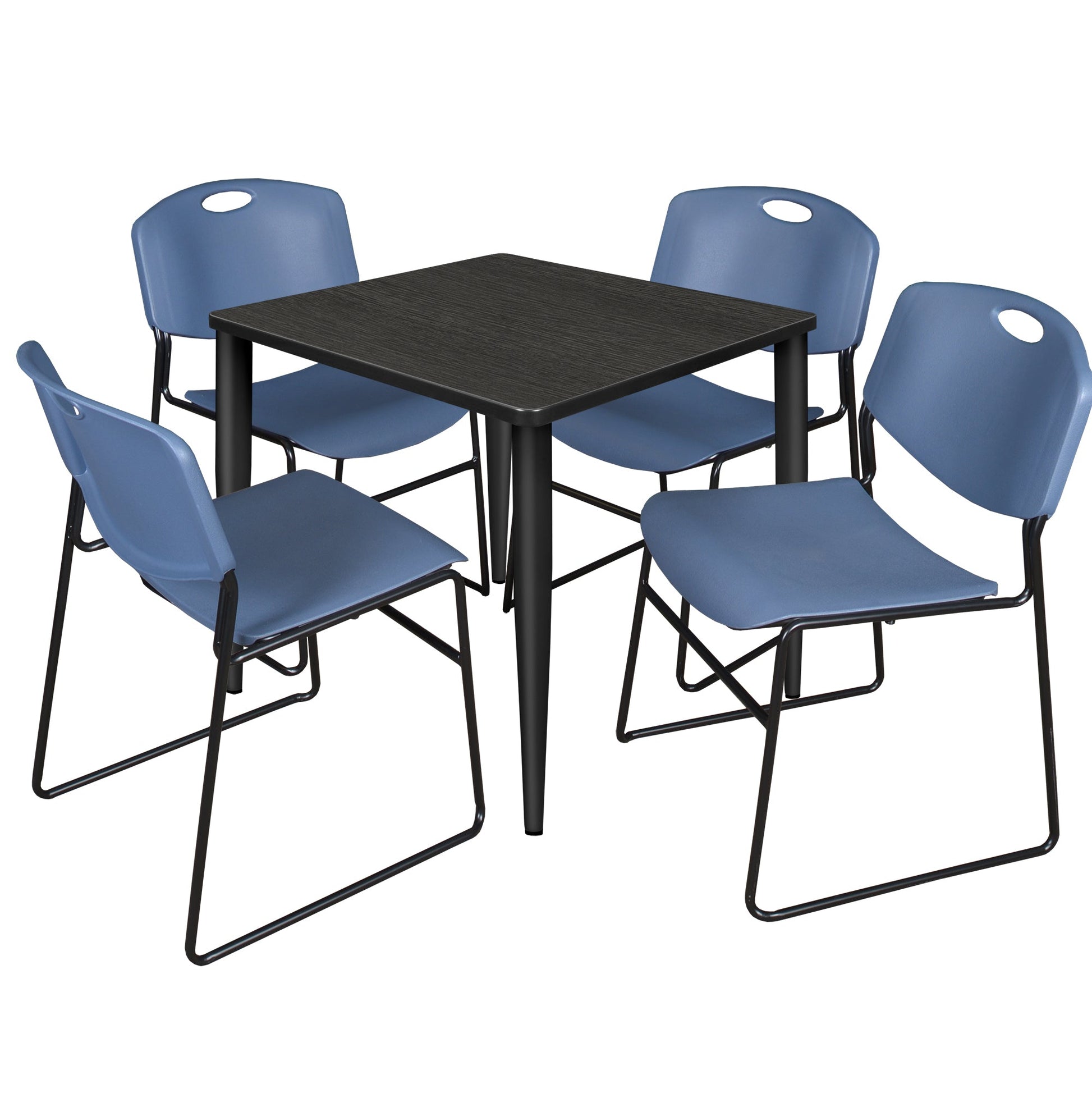 Regency Kahlo 30 in. Square Breakroom Table & 4 Zeng Stack Chairs - SchoolOutlet